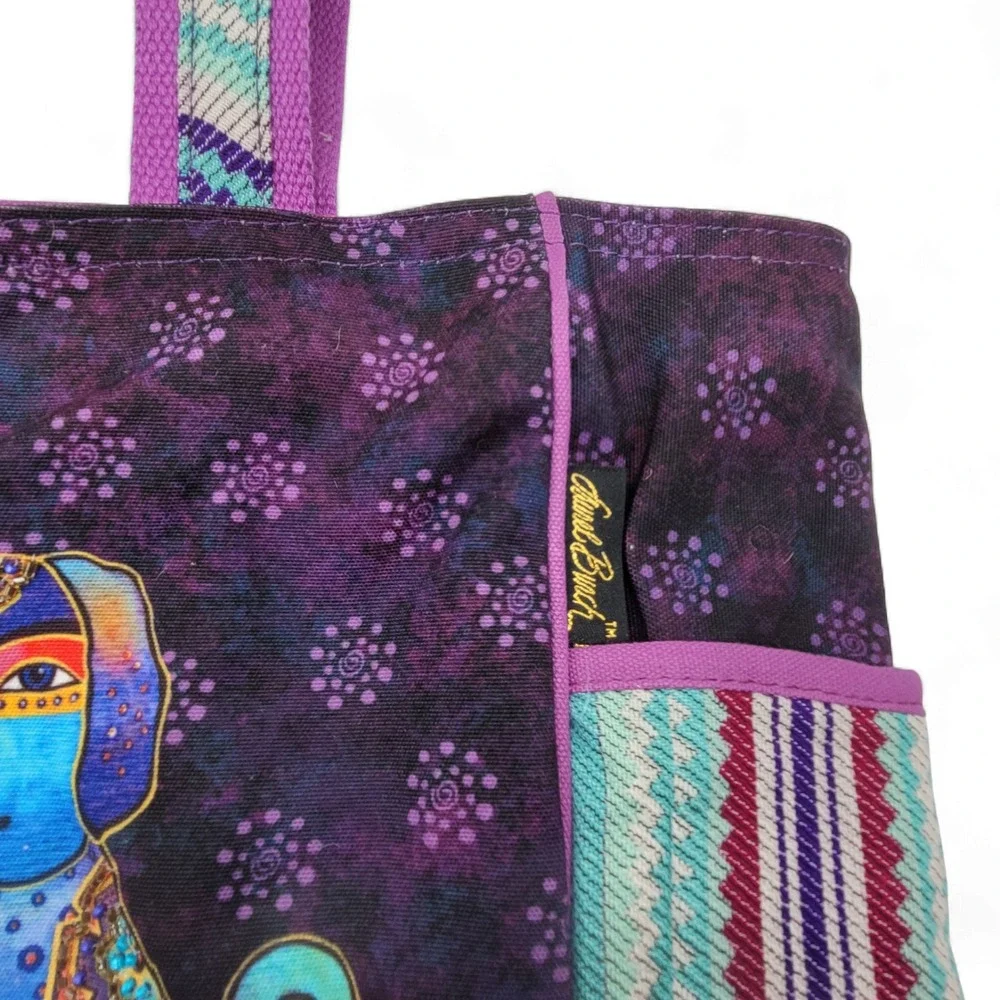 Laurel Burch Dog Friends Large Tote Bag Colorful Shoulder Purse 19x12x7